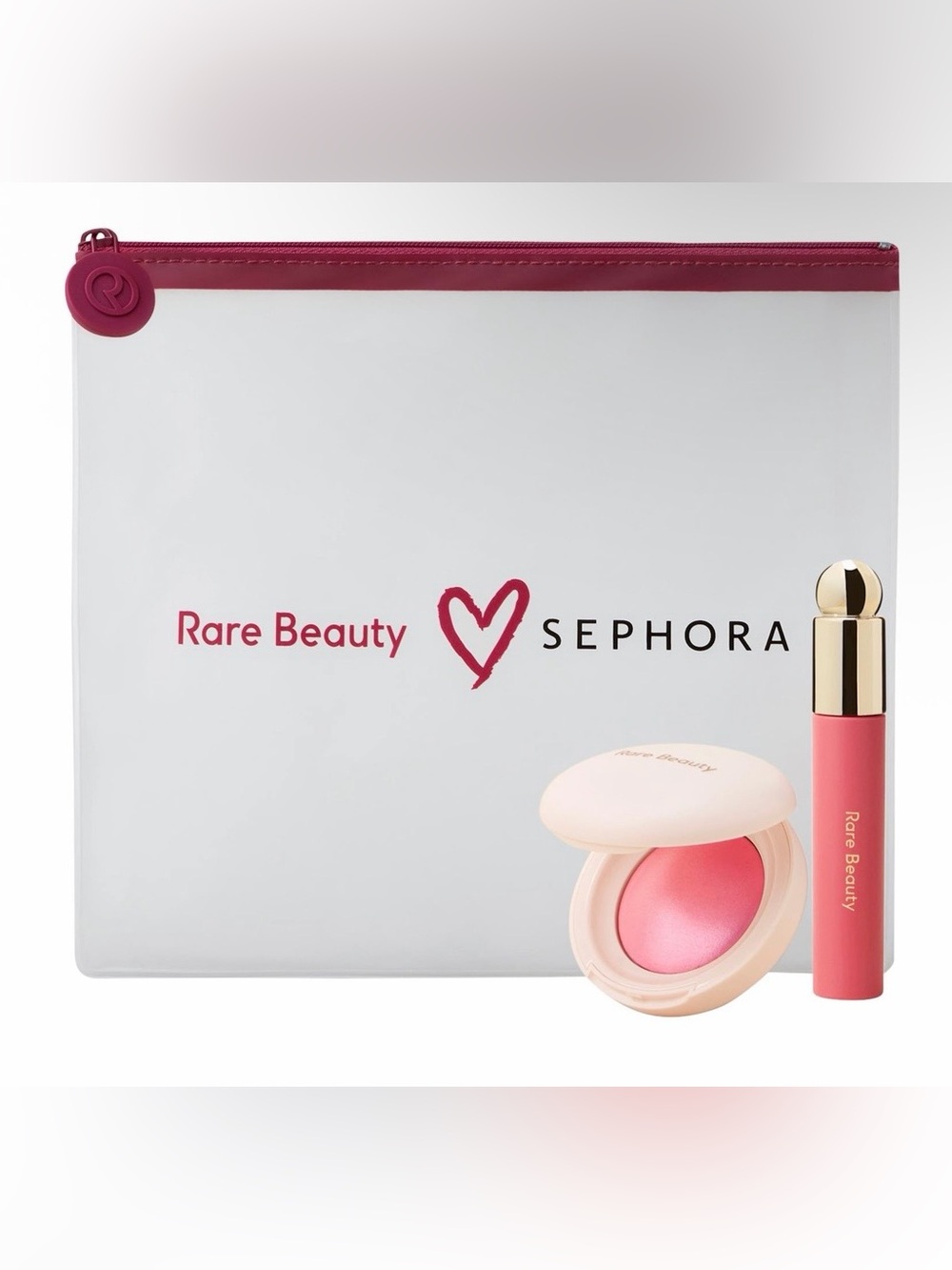 Rare Beauty x Sephora travel Bag + Full Size Soft Pinch Blush in Happy
